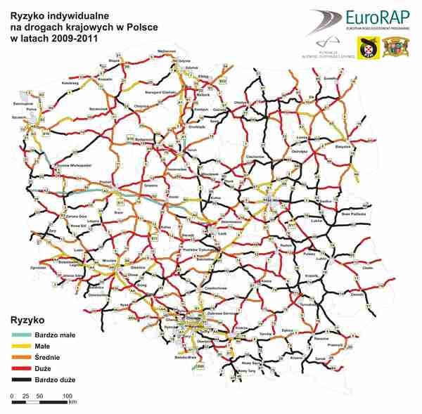 Nowa mapa ryzyka na drogach krajowych w Polsce 2009-2011