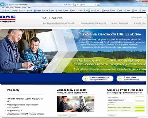 Strona internetowa szkoleń DAF EcoDrive