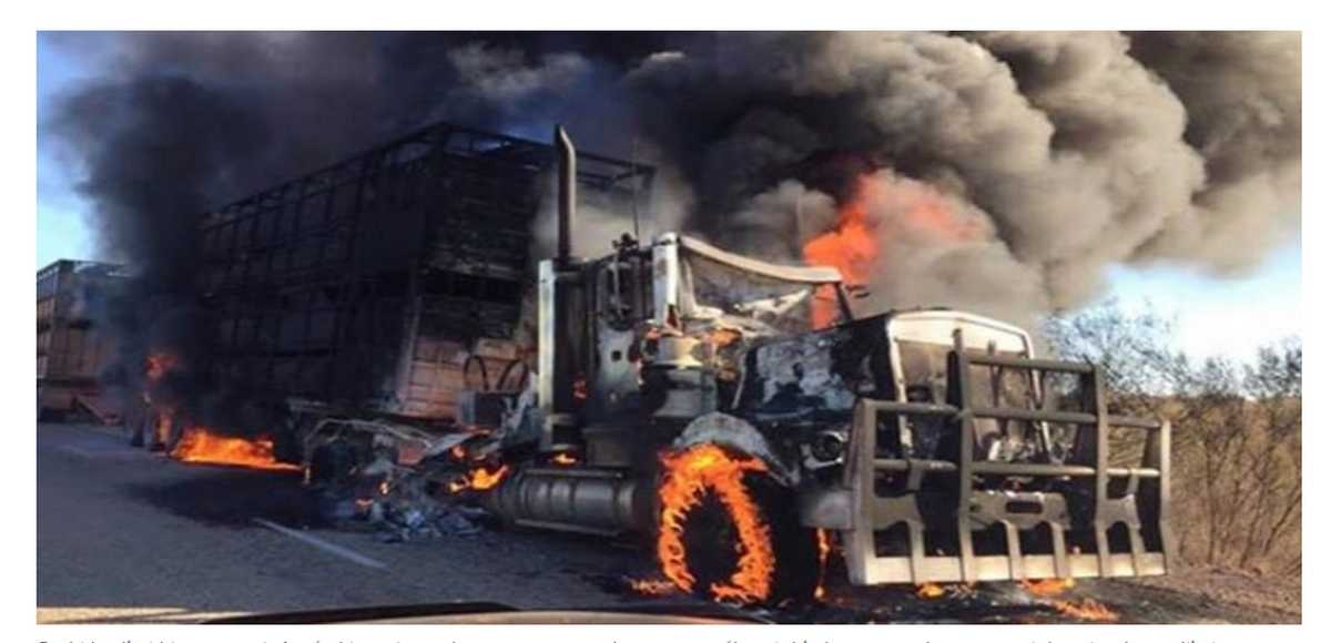 Pożar ciężarówki w pobliżu miasta Elliot w Australii