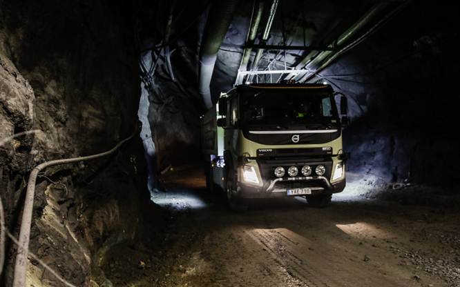 Testy autonomicznego Volvo FMX  w kopalni Boliden
