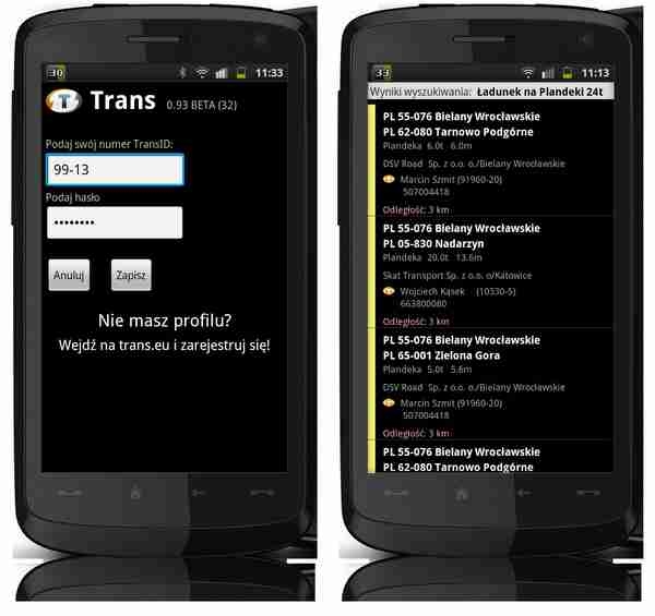 Trans.eu na Androida już dostępny